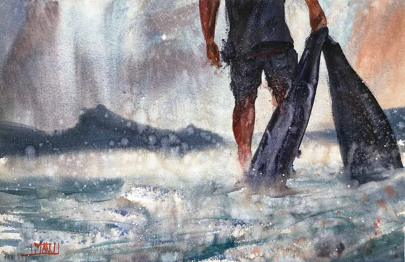 seascape 2021 series dettaglio Emmanuele Cammarano fine artist acquerello watercolor aquarelle