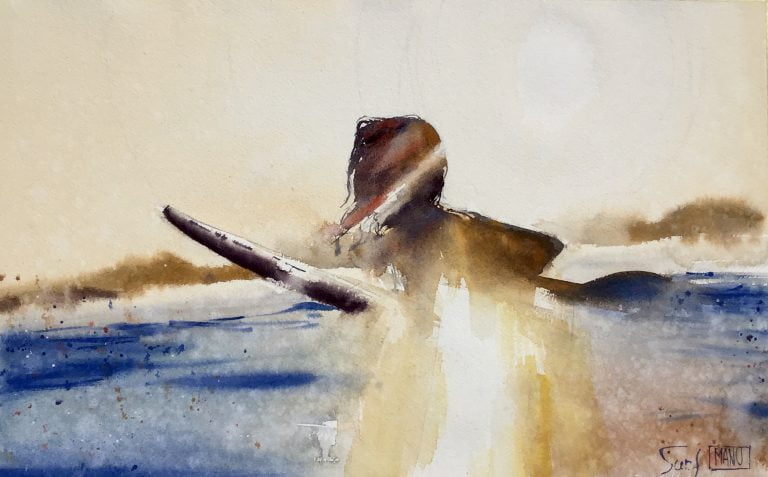 surf Emmanuele Cammarano fine artist acquerello watercolor aquarelle